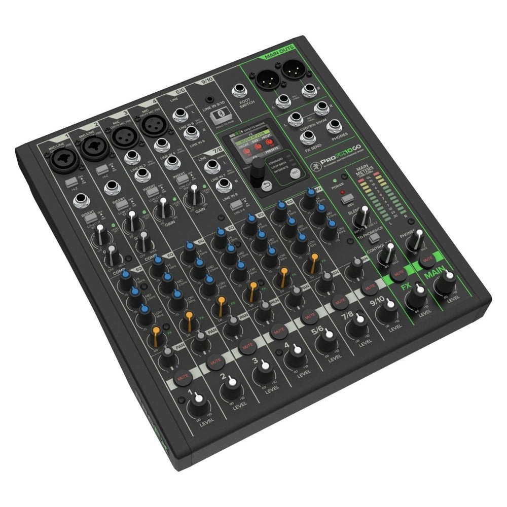 Mackie Profx10 GO 10-Channel, Battery Powered Analog Mixer with Enhanced FX, USB Recording Modes and Bluetooth