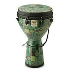 Remo Djembe, MONDO™, Designer Series, Key-Tuned, 14" x 25", SKYNDEEP®, Contour Tuning Brackets, Green Kinte Finish