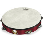 Remo Pandeiro, Pre-Tuned, 10" Diameter, 1.75" Depth, QUADURA® Cherry Red, "Samba" Graphic Head