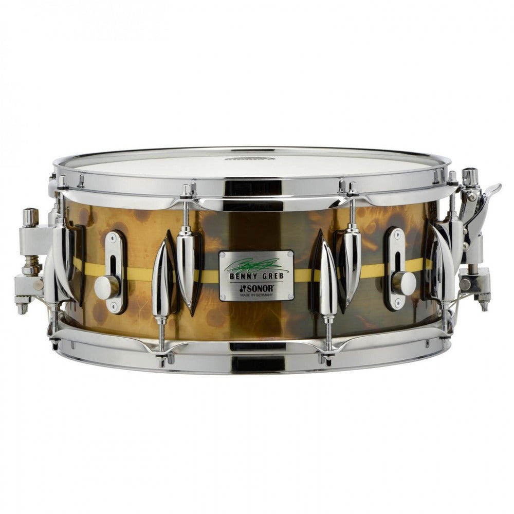 Sonor Benny Greb 13 x 5.75 " Signature Snare Vintage Brass, with Centered Stripe
