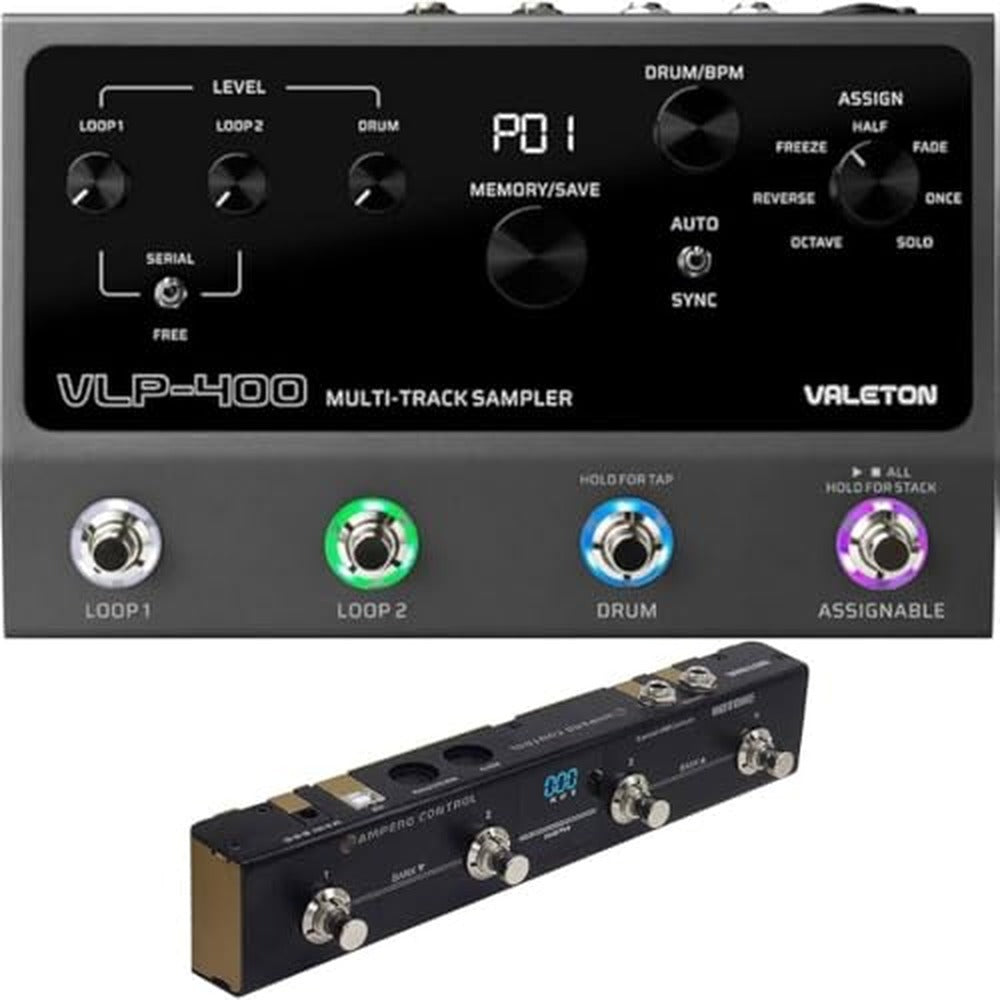 Valeton VLP-400 Multi Track Sampler, 4 Switches Includes Two Loopers and Drum Rhythm Patterns