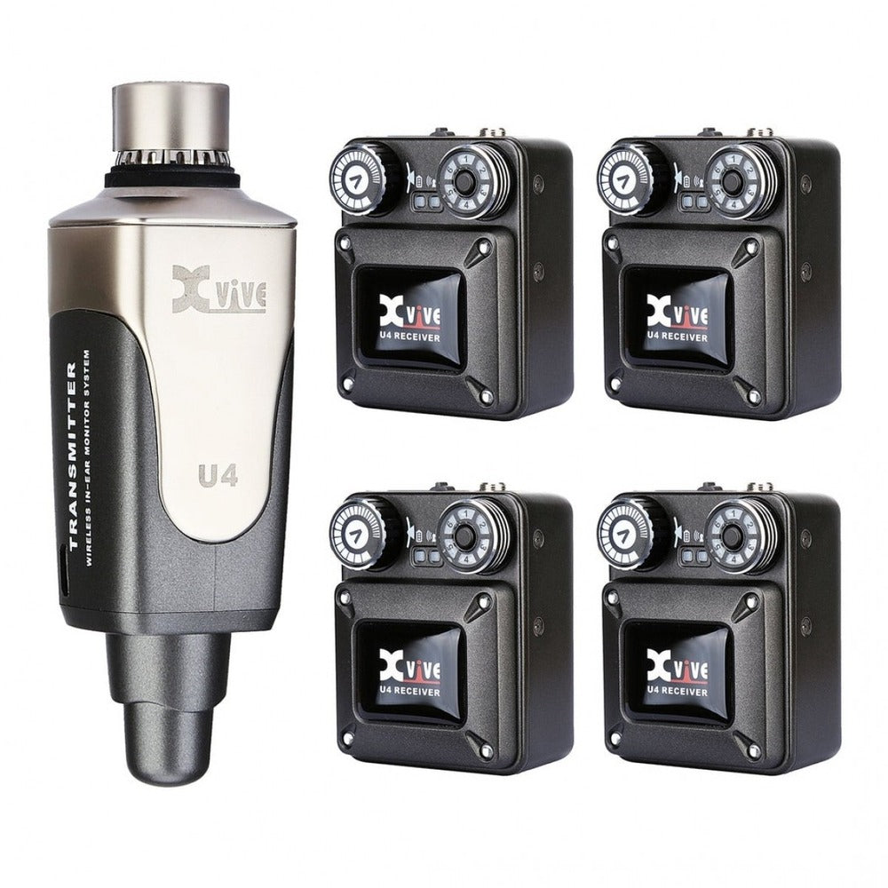 Xvive U45R4 In-Ear 5.8 GHz Monitor Wireless System 1 xTransmitter & 4 x Receivers